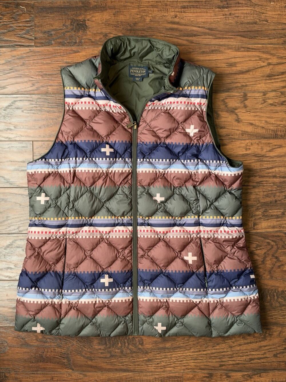 Pendleton Elk Point Reversible Duck Down Vest Southwestern XXL Western Outdoor